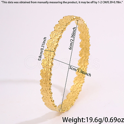 304 Stainless Steel Lotus Flower Hinged Cuff Bangles for Women WGFB475-01-1