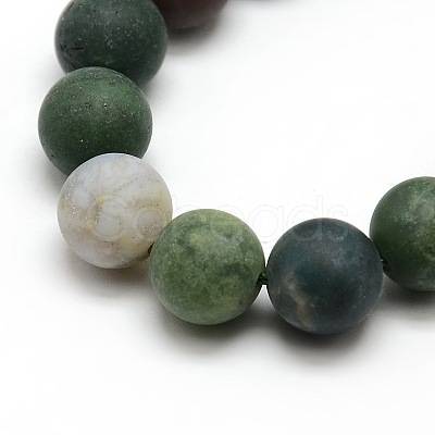 Frosted Natural Indian Agate Round Bead Strands G-M063-10mm-01-1