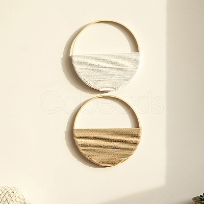 Bohemian Double Round Handmade Macrame Cotton and Wood Wall Decoration PW-WG29531-02-1