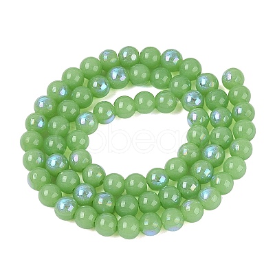 Electroplate Imitation Jade Glass Beads Strands EGLA-Q132-6MM-01B-08-1