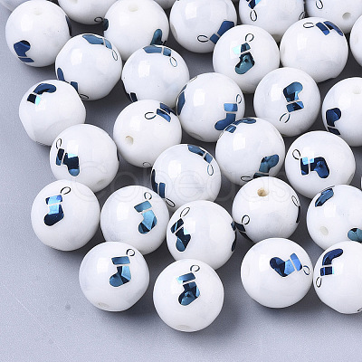 Christmas Opaque Glass Beads LS-EGLA-R113-04F-1