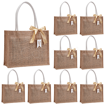 10Pcs Rectangle Canvas Cloth Tote Bags ABAG-UN0001-14-1