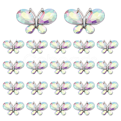 Platinum Tone Alloy Rhinestone Butterfly Cabochons DIY-FG0009-98A-1