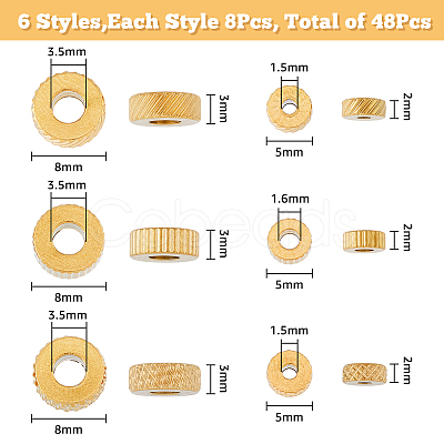 48Pcs 6 Style 304 Stainless Steel Beads STAS-FH0001-94-1