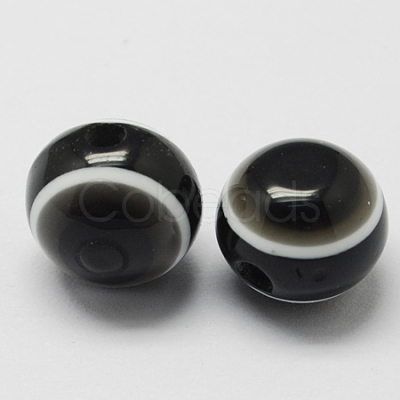 Round Evil Eye Resin Beads RESI-R159-10mm-02-1
