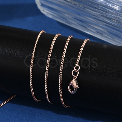 1mm Rack Plating Brass Curb Chain Necklaces for Women Men MAK-L044-26RG-1