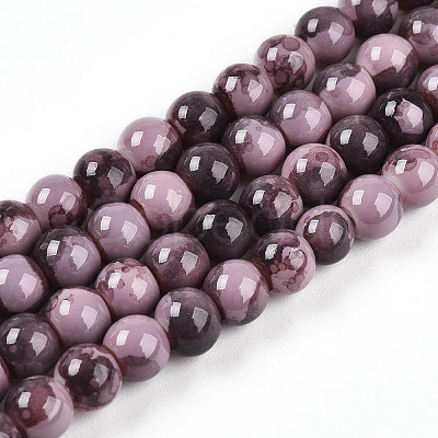 Baking Paint Glass Beads Strands DGLA-N003-6mm-C09-1