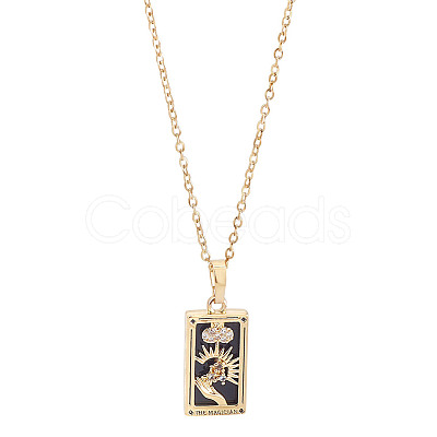 Brass with Cubic Zirconia Pendants Necklaces NJEW-LP0001-45I-G-1
