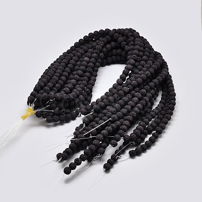 Natural Lava Rock Round Bead Strands X-G-I124-8mm-10-1