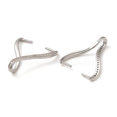 Rhodium Plated 925 Sterling Silver Micro Pave Clear Cubic Zirconia Ice Pick Pinch Bails X-STER-NH0001-52P-1