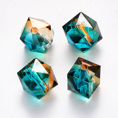Transparent Spray Painted Crackle Acrylic Beads ACRP-YW0001-01G-1