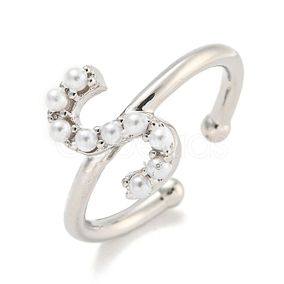 Rack Plating Brass Open Cuff Rings for Women RJEW-F162-01P-S-1