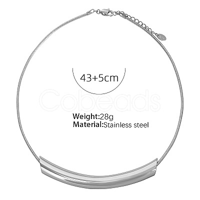 304 Stainless Steel Curved Tube Round Snake Chain Necklaces for Women FS-WG91F2E-01-1