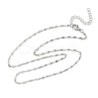 1.5MM 304 Stainless Steel Cuboid Link Chain Necklaces for Women NJEW-G201-03P-1