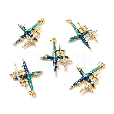 Rack Plating Brass Micro Pave Cubic Zirconia Pendants X-KK-M230-25G-1