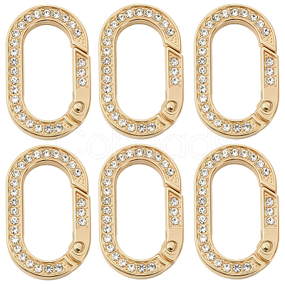 10Pcs Zinc Alloy Crystal Rhinestone Spring Gate Rings FIND-SC0019-51A-1
