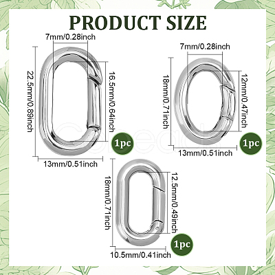 3Pcs 3 Styles 304 Stainless Steel Spring Gate Rings STAS-ME0003-74-1