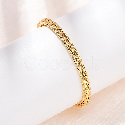 Braided Brass Cuff Bangles BJEW-C140-31G-1