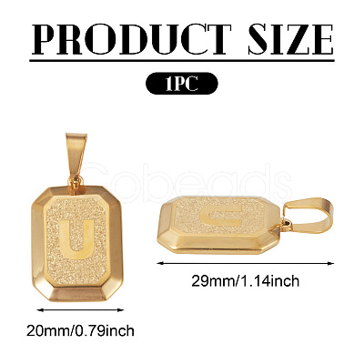 1Pc Stainless Steel Rectangle with Letter Pendants NJEW-TA0001-22U-1