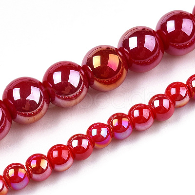 Electroplate Opaque Glass Beads Strands GLAA-T032-P10mm-AB04-1
