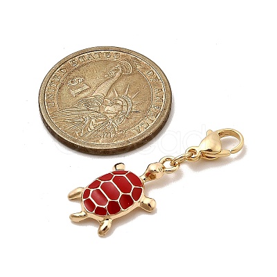 Alloy Enamel Turtle Pendant Decorations HJEW-JM04323-1