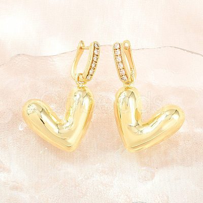 Brass Micro Pave Clear Cubic Zirconia Hoop Dangle Earrings EJEW-G471-30A-G-1