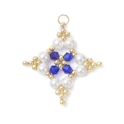 7Pcs Glass Seed Beaded Star Pendants PALLOY-MZ01165-1