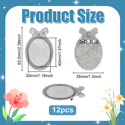 12Pcs Alloy Brooch Findings FIND-PH0027-62B-1