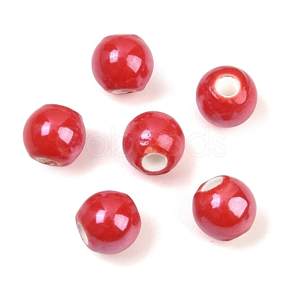 Glazed Porcelain Round Beads PORC-S489-8mm-14-1