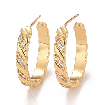 Clear Cubic Zirconia Twist Rope Wrap Stud Earrings EJEW-C022-18G-1