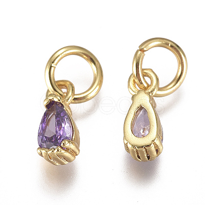Brass Micro Pave Cubic Zirconia Charms ZIRC-F111-04G-03-1
