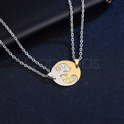 Valentine's Day 201 Stainless Steel Dog Puppy Puzzle Couple Necklaces for Women Men WGE4B3D-02-1