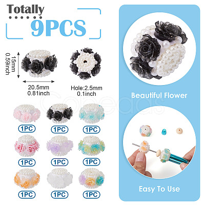 7Pcs 7 Colors Polymer Clay with Imitation Pearl Beads CLAY-TA0001-78-1