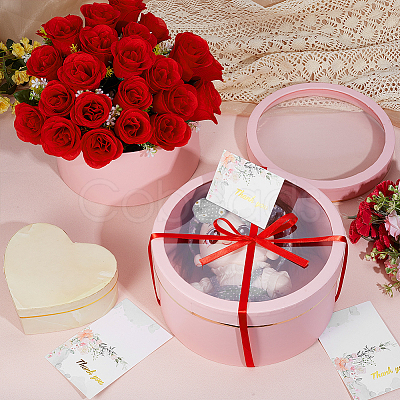 2Pcs 2 Sizes Flat Round Cardboard Paper Flower Organizer Package Boxes CON-BC0007-79C-1