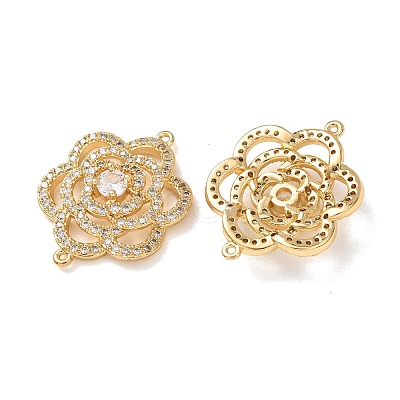 Brass Micro Pave Clear Cubic Zirconia Connector Charms CU-CBA4579-05G-E-1