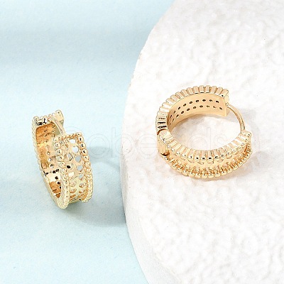 Brass Micro Pave Cubic Zirconia Hoop Earrings KK-CBACA55-01G-1