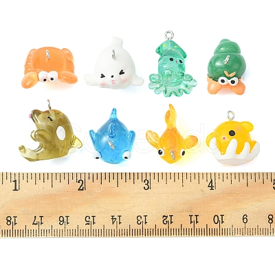 16Pcs 8 Styles Marine Series Opaque & Transparent Resin Pendants RESI-FS0001-46-1