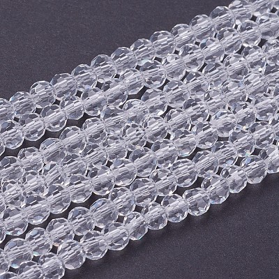 Faceted(32 Facets) Round Glass Beads Strands X-EGLA-J042-4mm-12-1
