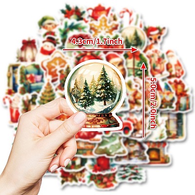 50Pcs Christmas Eve Theme Cartoon Paper Stickers DIY-P085-11-1