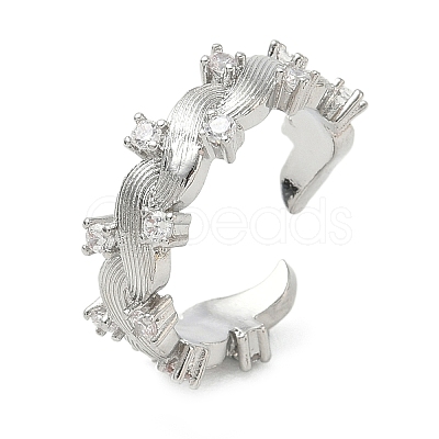 Brass Micro Pave Cubic Zirconia Cuff Open Rings RJEW-C163-10P-1