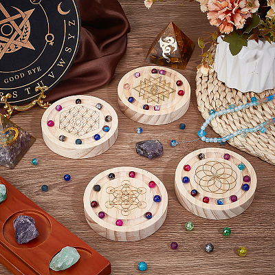 4Pcs 4 Styles Round Pine Bracelet Design Boards AJEW-BC0008-34-1