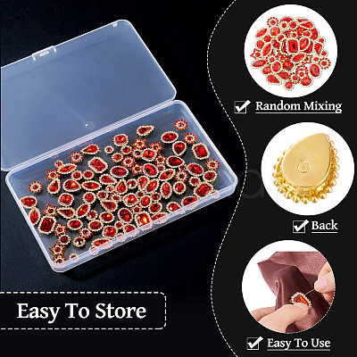 100Pcs Teardrop/Heart/Star Sew on Rhinestones GACR-TA0001-07B-1