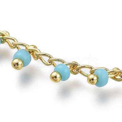 Brass Handmade Glass Beaded   Necklaces NJEW-JN03135-01-1