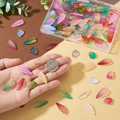 120Pcs 2 Styles Autumn Theme Two-Tone Transparent Glass Charms EGLA-TA0013-49-1