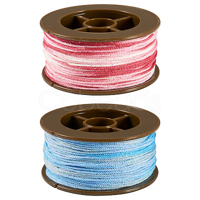 2 Rolls 2 Colors Segment Dyed Round Polyester Twisted Cords OCOR-TA0003-59D-1