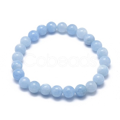 Natural & Dyed White Jade Bead Stretch Bracelets X-BJEW-K212-B-018-1