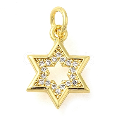 Star Rack Plating Brass Micro Pave Cubic Zirconia Pendants KK-S396-26-1