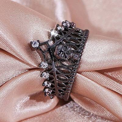 Crown Skull Zinc Alloy Open Cuff Rings for Women PW-WGB7021-01-1