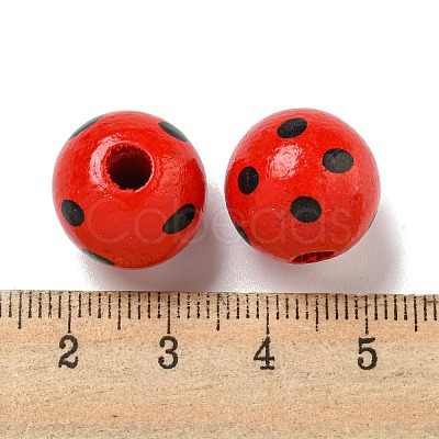 Printed Wood European Beads WOOD-G022-18J-1