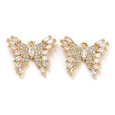 Brass Micro Cubic Zirconia Pendants KK-Q789-25G-1